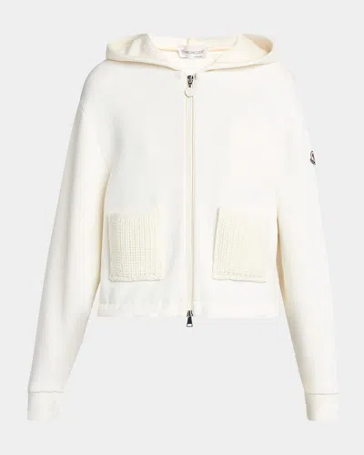 Moncler Hooded Zip-up Cardigan In White