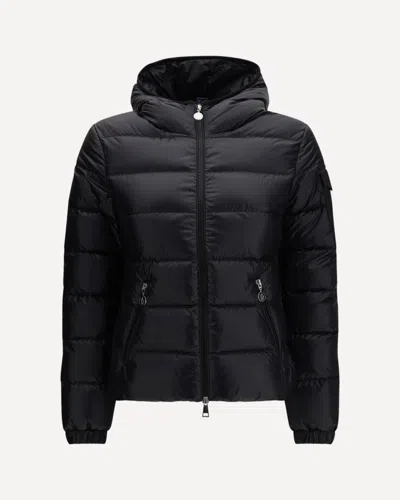 Moncler Hooded Zip-up Down Jacket In Black