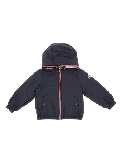 Moncler Kids' Hooded Zip-up Jacket In Blue
