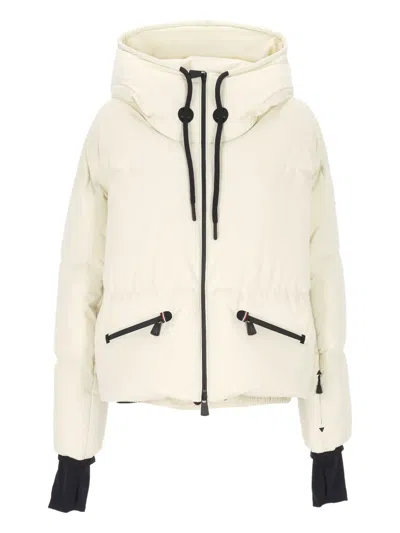 Moncler Hooded Zip-up Jacket In Neutral