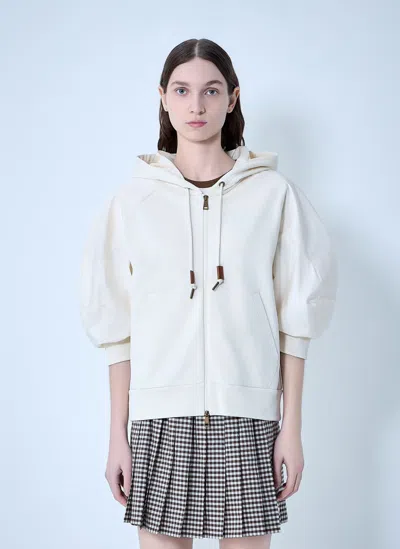 Moncler Hooded Zip-up Sweatshirt In Neutral