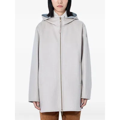 Moncler Hooded Zip-front Coat In Neutrals