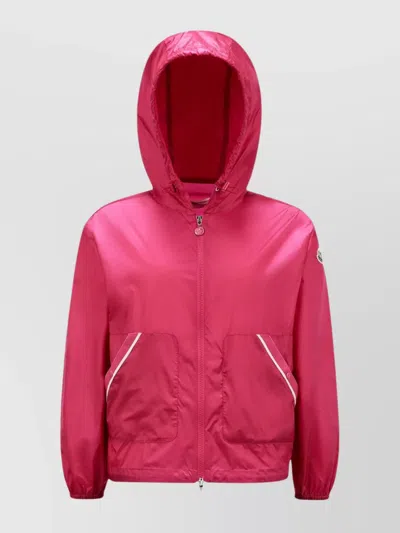 Moncler Hooded Zipper Jacket Pockets In Pink