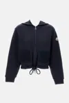 Moncler Logo Patch Zip-up Hoodie In Blue
