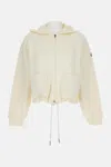 Moncler Ivory Zip-up Hoodie With Knit Details In White