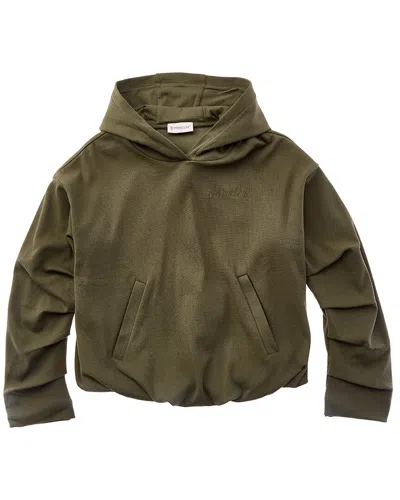 Moncler Jr Hoodie Sweater In Green