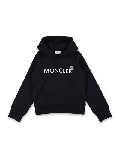 Moncler Kids' Hoodie Logo In Blue