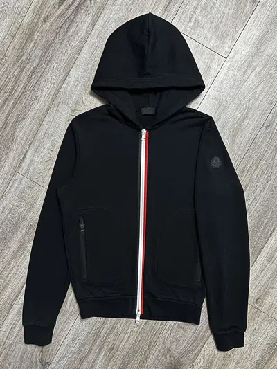 Pre-owned Moncler Hoodie Zip Up Cotton Black Label Logo Rwb Stripe