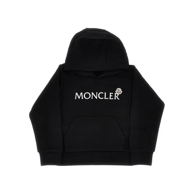 Moncler Hoody With Logo Print Kids In Black