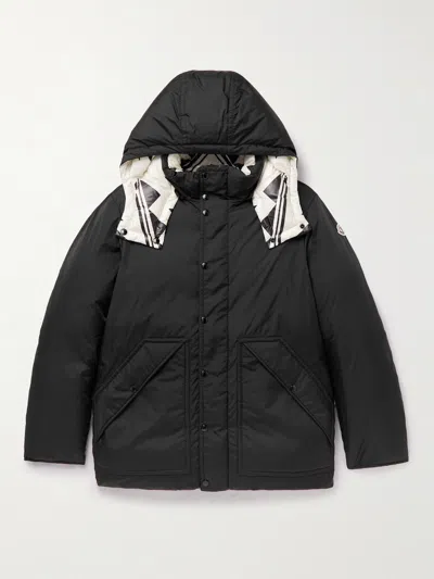 Moncler Hordelyme Reversible Printed Shell Hooded Down Jacket In Black