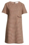 Moncler Houndstooth Wool Mini Dress In Beige