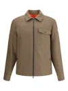 Moncler Houndstooth-pattern Zip-front Jacket In Brown