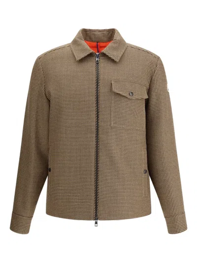 MONCLER HOUNDSTOOTH-PATTERN ZIP-FRONT JACKET