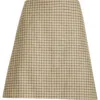Moncler Houndstooth Plaid Wool Blend Miniskirt In Brown/ White