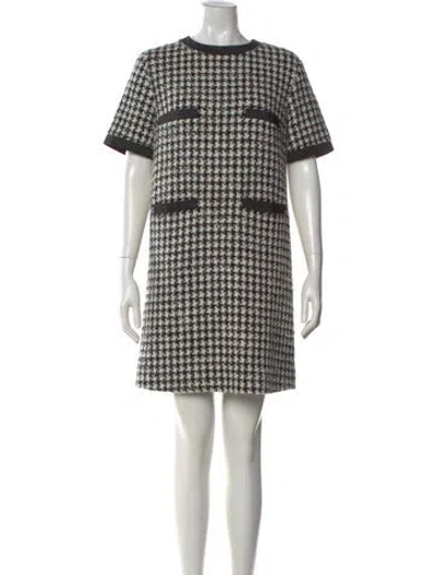 Pre-owned Moncler Houndstooth Print Mini Dress In White