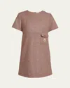 Moncler Houndstooth Wool Mini Dress In Brown