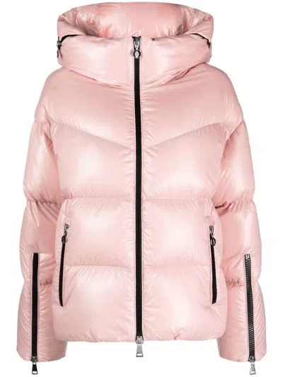 Moncler Huppe Quilted Hooded Jacket In Pink