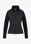Moncler Quilted Ribbed Collar Long Sleeves Jacket In Black