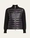 Moncler Hybrid Puffer Wool Cardigan In Black