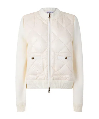 Moncler Hybrid Short Bomber Jacket In White