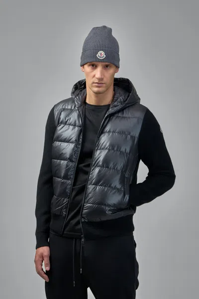 Moncler Hybrid Zip Cardigan In Blue
