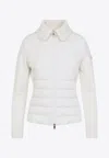 Moncler Quilted High Collar Ribbed Cuffs Jacket In White