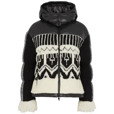Moncler Hyoseris Intarsia Wool-blend And Shell Jacket In Black