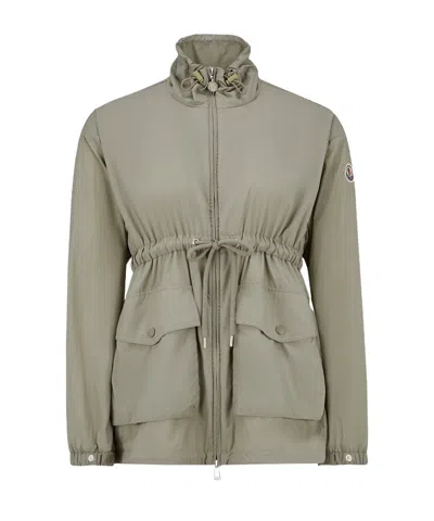 Moncler Iadi Logo Patch Drawstring Jacket In Gray