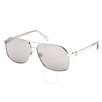 Moncler Icepol Silver Mirrored Navigator Men's Sunglasses Ml0264 16c 61 In White