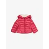 Moncler Fuchsia Down Jacket For Baby Girl With Logo In Pink