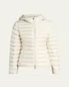 Moncler Ivory Ige Short Hooded Down Jacket In Light Beige