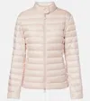 Moncler Abderos Short Tech Down Jacket In Oyster Gray