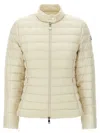 Moncler Fitted Quilted Feather Down Jacket With High Collar In White