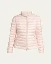 Moncler Abderos Short Tech Down Jacket In Light Pink