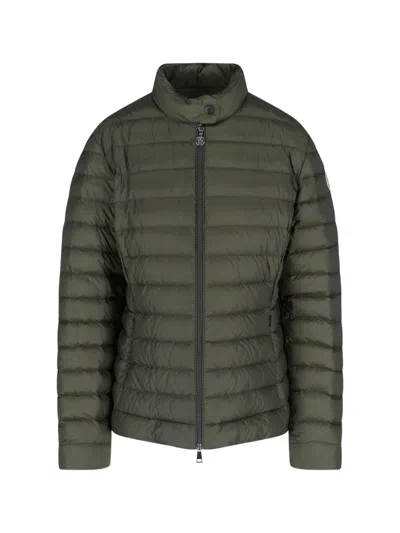 Moncler "igelle" Logo Zip Down Jacket In Green