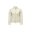 Moncler Fitted Quilted Feather Down Jacket With High Collar In White
