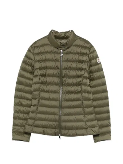 Moncler Genet Long Down Jacket In Green