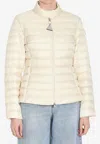 Moncler Logo-appliqué Panelled Puffer Jacket In White