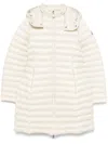 Moncler Off White Igelong Hooded Long Jacket In Light Beige