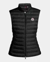 Moncler Quilted Black Vest With High Collar And Fitted Silhouette In Black