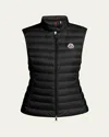 Moncler Quilted Black Vest With High Collar And Fitted Silhouette In Black