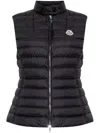Moncler Quilted Black Vest With High Collar And Fitted Silhouette In Black