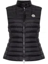 Moncler Quilted Black Vest With High Collar And Fitted Silhouette In Black
