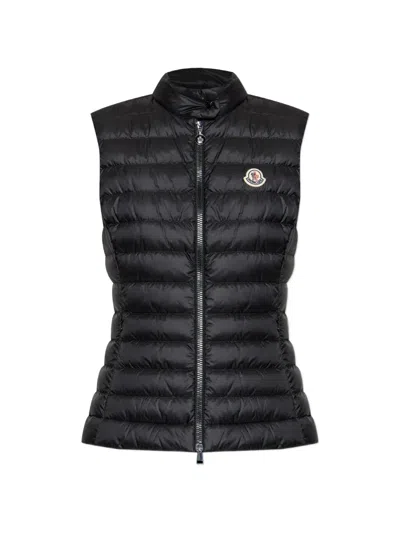 Moncler Womens Igens Cinched-waist Shell-down Vest Black