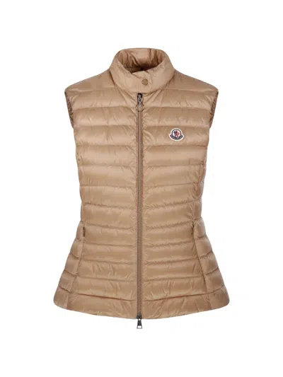 Moncler Igens Zipped Padded Gilet In Brown