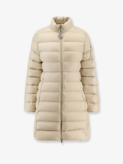 Moncler Igesse Nylon Long Down Jacket In Sand