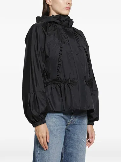 Moncler Imaginaire Ruffled Hooded Parka In Schwarz