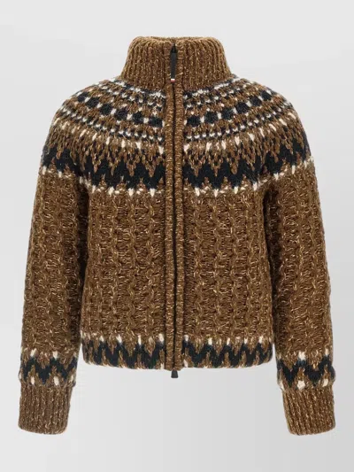 MONCLER INDREN CABLE KNIT HIGH COLLAR SWEATER