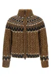Moncler Indren Cable Knit High Collar Sweater In Brown