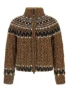 Moncler Indren Cable Knit High Collar Sweater In Brown